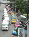 Line of taxis at an airport
