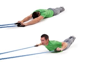 Laying resistance band pulldown