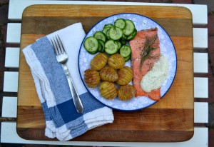 Norwegian Roasted Salmon and Hasselbeck Potatoes